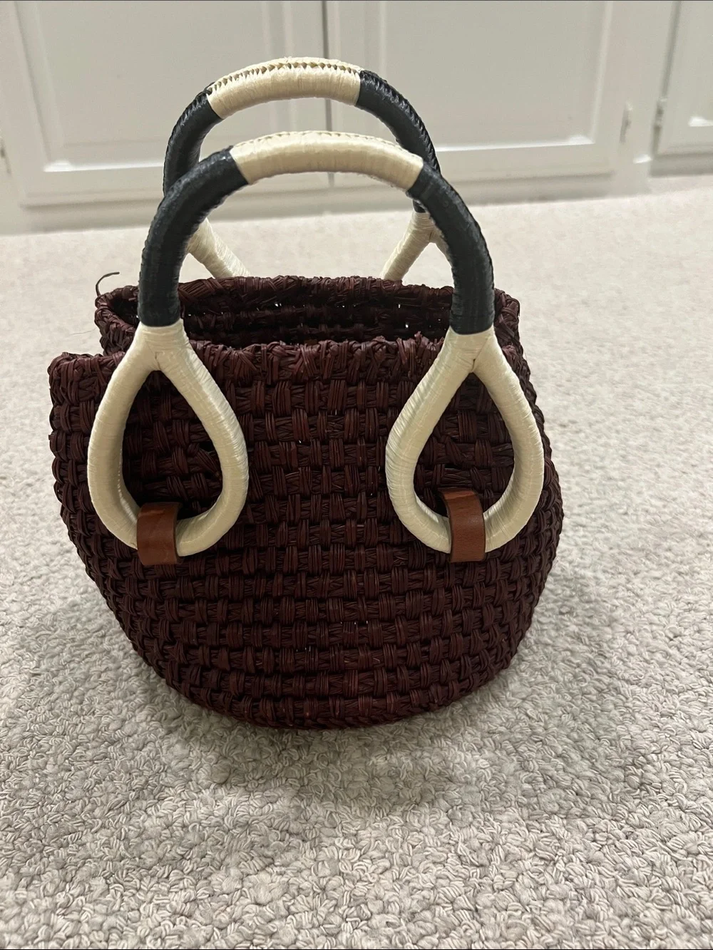 Johanna Ortiz reddish Confronting Love mini bucket bag Cream & Black handles - Picture 1 of 6